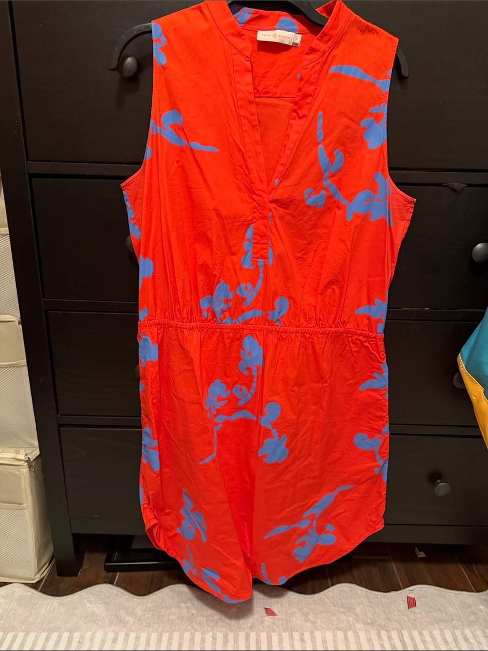 Tory Burch orange/red Sleeveless Dress with Blue Floral Print